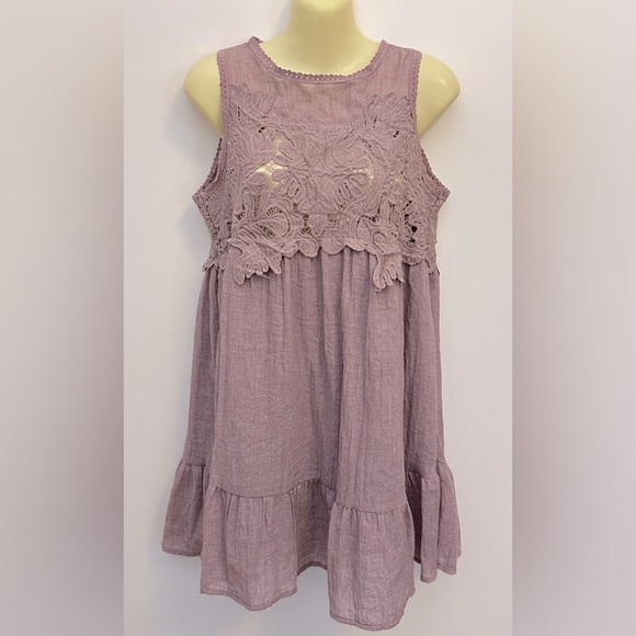 Umgee Purple Embroidered Muslin Dress size S - Picture 1 of 10
